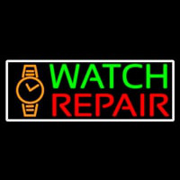 White Border Watch Repair With Logo Neontábla
