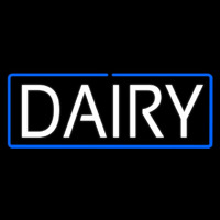 White Dairy With Blue Border Neontábla