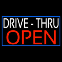 White Drive Thru Red Open With Blue Border Neontábla