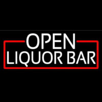 White Liquor Bar With Red Border Neontábla