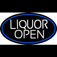 White Liquor Open Oval With Blue Border Neontábla