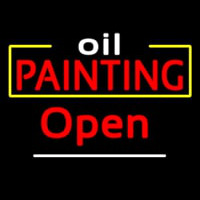 White Oil Red Painting Open Neontábla