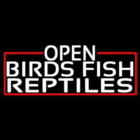 White Open Birds Fish Reptiles With Red Border Neontábla