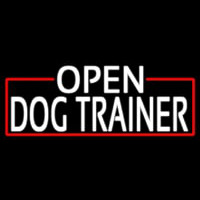 White Open Dog Trainer With Red Border Neontábla