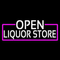 White Open Liquor Store With Pink Border Neontábla