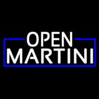 White Open Martini With Blue Border Real Neon Glass Tube Neontábla