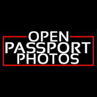 White Open Passport Photos With Red Border Neontábla