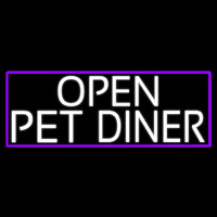 White Open Pet Diner With Purple Border Neontábla