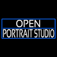 White Open Portrait Studio With Blue Border Neontábla