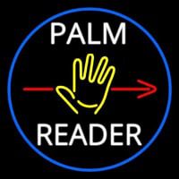 White Palm Reader Red Arrow Blue Border Neontábla