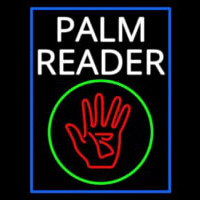 White Palm Reader With Logo Blue Border Neontábla