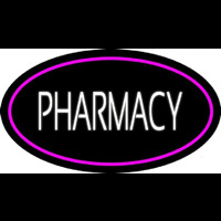 White Pharmacy Pink Oval Border Neontábla