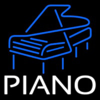 White Piano Blue Logo 4 Neontábla