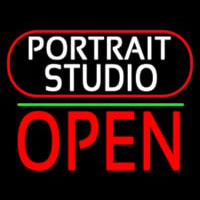 White Portrait Studio Open 1 Neontábla
