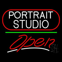 White Portrait Studio Open 3 Neontábla