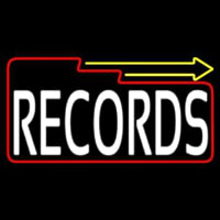 White Records Block With Arrow 2 Neontábla