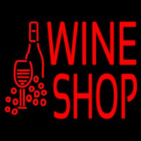 Wine Shop With Bottle And Glass Neontábla