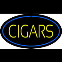 Yellow Cigars Blue Oval Neontábla