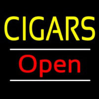 Yellow Cigars Open White Line Neontábla