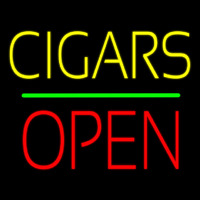 Yellow Cigars Red Block Open Green Line Neontábla