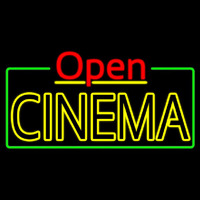 Yellow Cinema Open With Border Neontábla