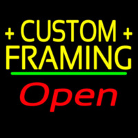 Yellow Custom Framing Open 2 Neontábla