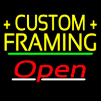 Yellow Custom Framing Open 3 Neontábla