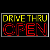 Yellow Drive Thru Open Red Neontábla