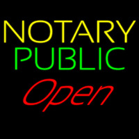 Yellow Green Notary Public Red Open Neontábla