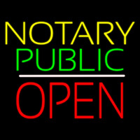 Yellow Green Notary Public White Line Block Open Neontábla