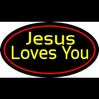 Yellow Jesus Loves You Neontábla
