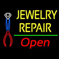 Yellow Jewelry Repair Red Open Block Neontábla