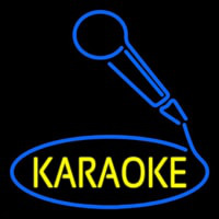 Yellow Karaoke With Mike Logo Neontábla