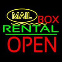 Yellow Mail Block Bo  Rental Open 1 Neontábla