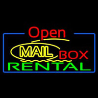 Yellow Mail Block Bo  Rental Open 4 Neontábla