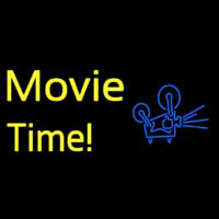 Yellow Movie Time With Logo Neontábla