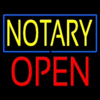 Yellow Notary Blue Border Block Open Neontábla