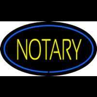 Yellow Notary Oval Blue Border Neontábla