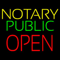 Yellow Notary Public Open Neontábla