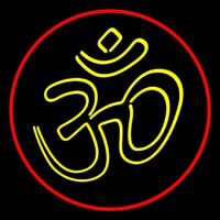 Yellow Om With Border Neontábla