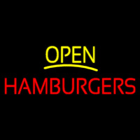 Yellow Open Red Hamburgers Neontábla
