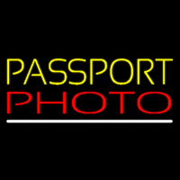 Yellow Passport Red Photo White Line Neontábla