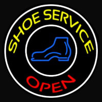 Yellow Shoe Service Open With Border Neontábla